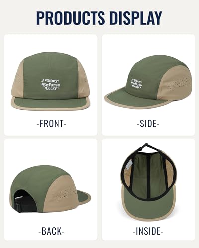 CLAPE Quick Dry 5 Panel Hat for Men, Breathable Mesh Lightweight Running Cap Outdoor Streetwear Flat Brim Hat - color: Bs265p15-greenkhaki
