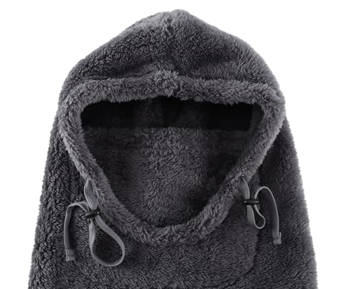 Connectyle Balaclava Hood Winter Hat for Men & Women Windproof One-Piece Fleece Hooded Scarf Ski Mask Cold Weather Hat - color: Dark Grey