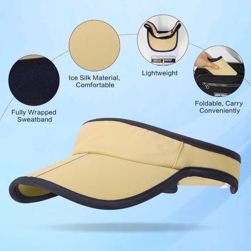 Sun Visor Caps Foldable Brim Adjustable Visor Hats for Women Men - color: Deepkhaki