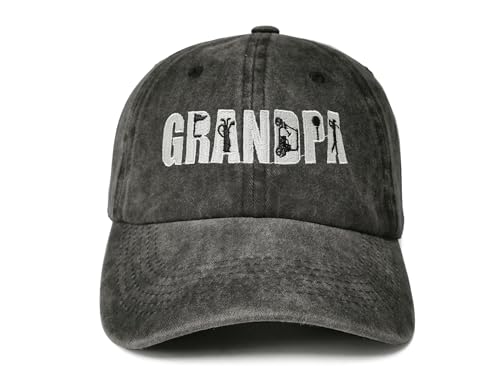 Embroidered Baseball Caps for Men and Women - color: Golfing Grandpa (Washed Black)