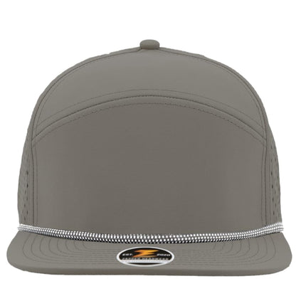Osprey R+ Premium Medium Profile 7-Panel Rope Brim Hat | Performance Snapback Cap | Blanks for Custom Embroidery and Patches - color: Grey - Grey Grid Rope