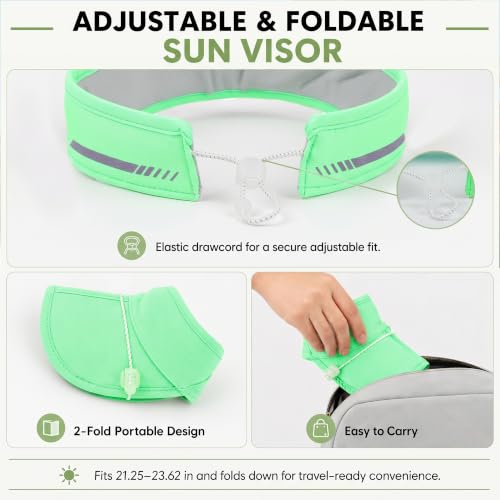 Sun Visor Caps Foldable Brim Adjustable Visor Hats for Women Men - color: 2# Mintgreen