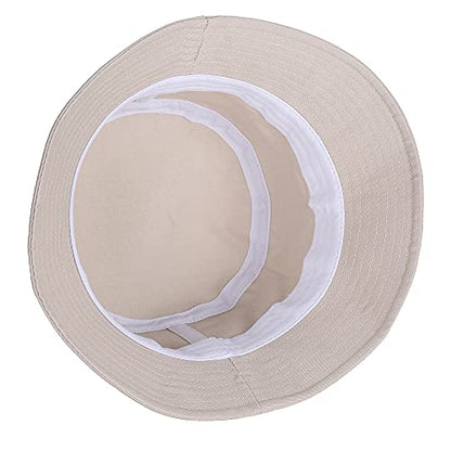Umeepar Unisex 2 Pack Cotton Bucket Hat Packable Sun Hat for Men Women - color: 2 Pack Beige