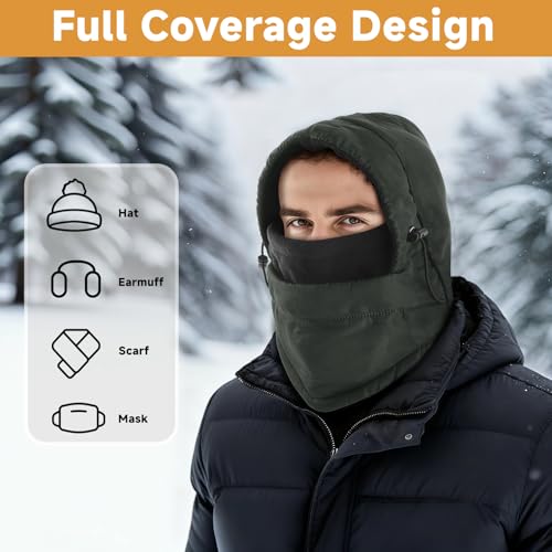 Balaclava Ski Mask for Men, Lining Windproof Ski Face Mask for Women, Adjustable Winter Cold Weather Face Cover - color: Black Camo