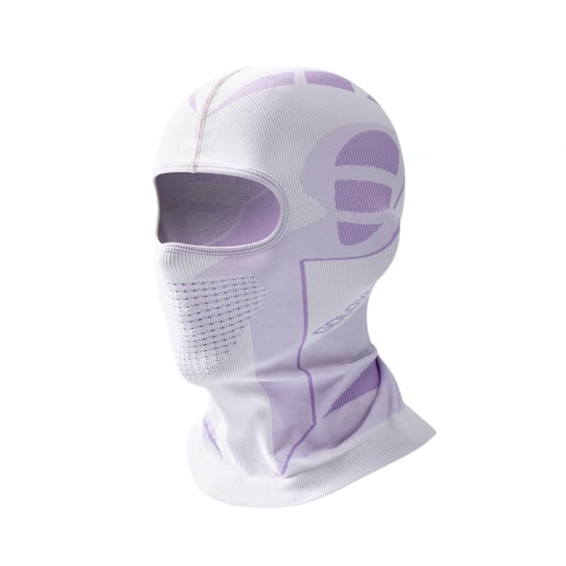 Winter Ski Mask for Men Women, Helmet Friendly Motorcyde Balaclava Full Face Masks Cold Weather Head Cover for Skiing - color: White&purple