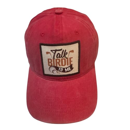 Popfizzy Funny Hats for Men and Women, Fun Adult Baseball Cap, Funny Birthday Gifts for Women and Men, Cool Dad Hat Gift Idea - color: Talk Birdie to Me (Red)