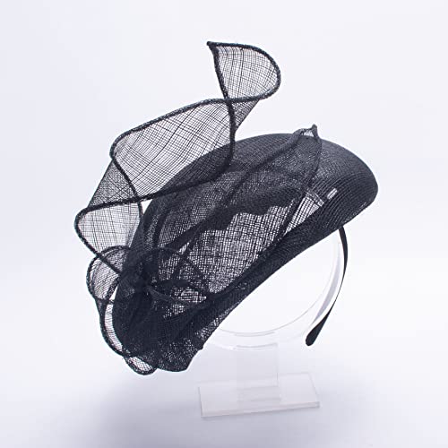 Lawliet Teardrop Womens Sinamay Fascinator Tam Beret Casque Cocktail Bridal Hat T442 - color: Black