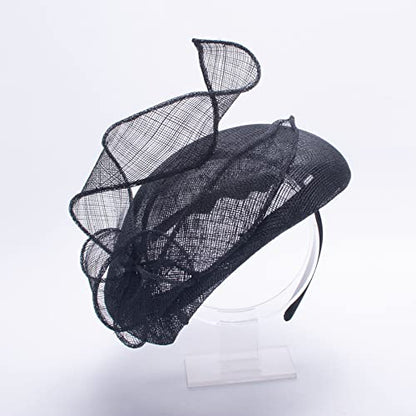 Lawliet Teardrop Womens Sinamay Fascinator Tam Beret Casque Cocktail Bridal Hat T442 - color: Black