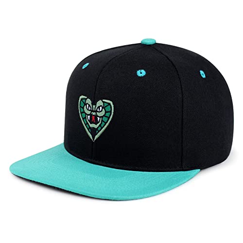 Snake Hip-Hop Snapback Hat Embroidered Baseball Cap Cobra - color: 15. Black/Aqua