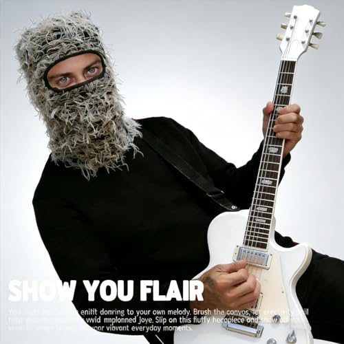 Distressed Ski Mask Balaclava, Yeat Shiesty Knitted Full-Face Mask - color: Blackash