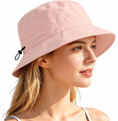 Unisex Bucket Hat Water Repellent Wide Brim Foldable Sun Hat Beach - color: Pink, size: Small