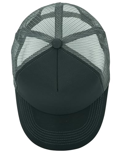 Gelante Polyester Foam Front, Mesh Back 5 Panel Sublimation Trucker Baseball Cap Snapback Hat - color: Dark Gray