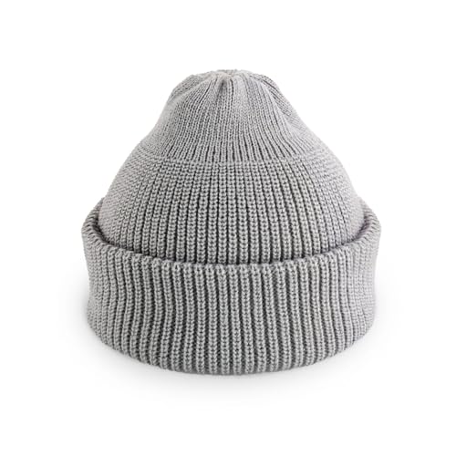Fisherman Beanie Cuffed Knit Winter Hat Trawler Sailor Watch Cap Men Women - color: Classic (Light Grey)