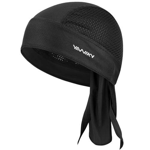 YANIKY Bandanas Skull Caps for Men, Women Skull Cap Helmet Liner Dew Rags - color: Black