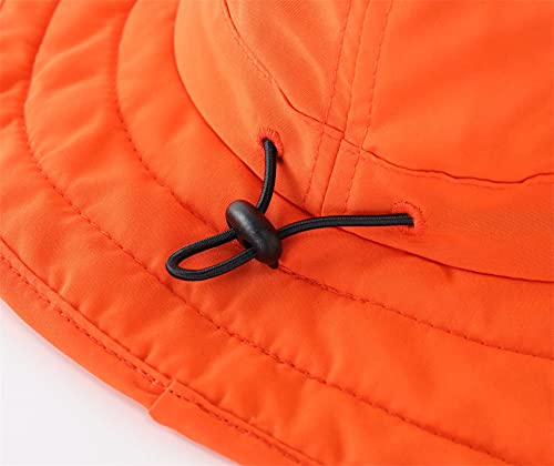 Connectyle Kids Sun Hat for Boys Girls Wide Brim Bucket Hat UPF 50+ Sun Protection Hat Breathable Summer Beach Hat - color: Orange