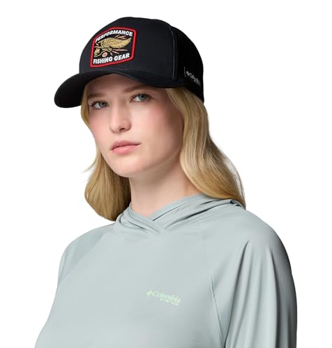 Columbia Unisex PFG Patch Mesh Ball Cap - color: Black/Spin Flyer, size: Small-Medium