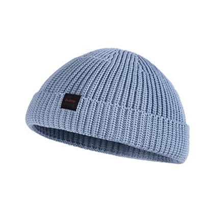 Fisherman Beanie Hats for Men Women,Knit Trawler Skull Cap,Watch Cap,Spring Fall Winter Warm Short Hats - color: (Cotton)-clear Sky-m