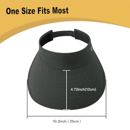 WANDER Sun Visor Hat Wide Brim Packable Large Beach Cap for Women - color: Dark Grey