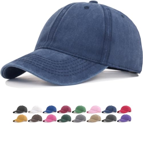 Vintage Washed Cotton Baseball Caps Men Women Adjustable Unstructured Low Profile Dad Hat - color: 1p-navy