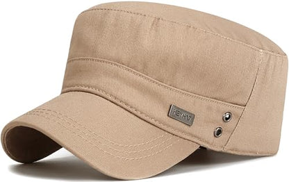 Cadet Hat Flat Top Hats Army Military Caps for Men Women - color: Beige