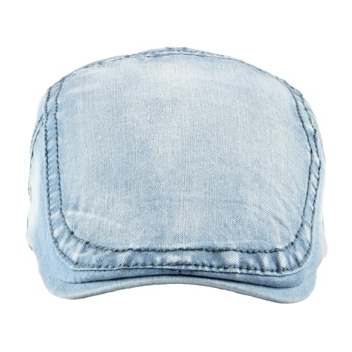 meioro Women Denim Newsboy Hat Cotton Flat Cap Ivy Gatsby Driving Hunting Gatsby Cabbie Denim Hats for Men - color: Light Blue-a