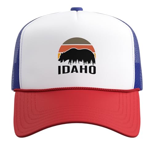 Idaho Trucker Hat with Adjustable Mesh Back - color: Red/White/Royal Blue