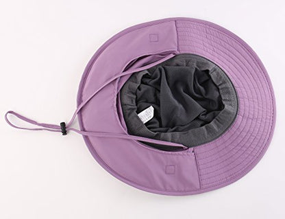 Home Prefer Outdoor UPF50+ Mesh Sun Hat Wide Brim Fishing Hat with Neck Flap Sun Hat for Men Women - color: Purple