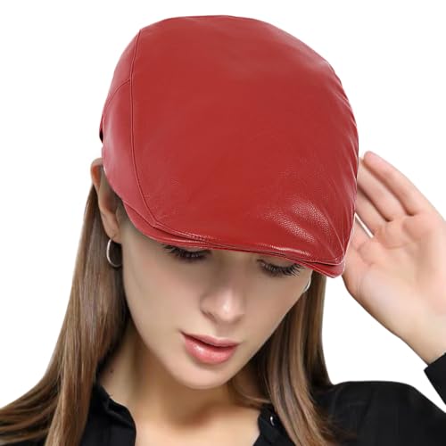 DOCILA Newsboy Flat Cap Women Men Fashion Print Gatsby Ivy Caps Adjustable All Seasons Cabbie Beret Hats - color: A-red