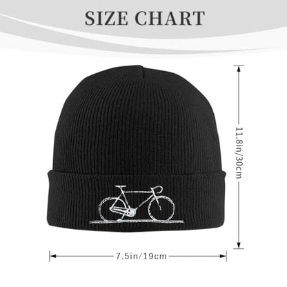 Black Beanie Hat for Men Women Embroidered Knit Winter Beanies Cap - color: Cycling
