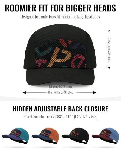 CLAPE Baseball Cap for Men, Water-Resistant Quick Dry 5 Panel Hat for Large Head - color: Bssc2513-black