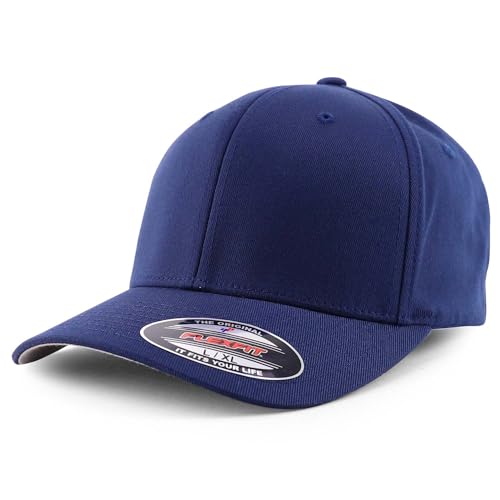 Armycrew 6 Panel Structured Stretch Fitted Baseball Cap from SM to 3XL - color: Navy, size: Large-X-Large