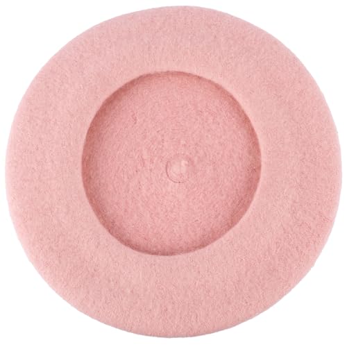 ZAKIRA Wool French Beret for Men & Women, Plain - color: Pink