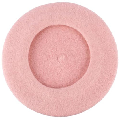 ZAKIRA Wool French Beret for Men & Women, Plain - color: Pink