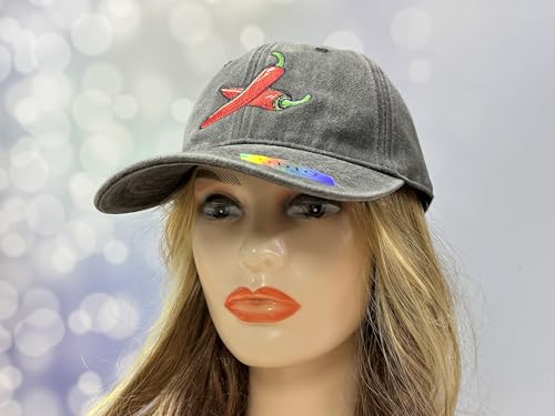 Adjustable Embroidery Hat for Men Women, Gift Baseball Cap for Adult - color: Red Chili Peppers (Washed Black)