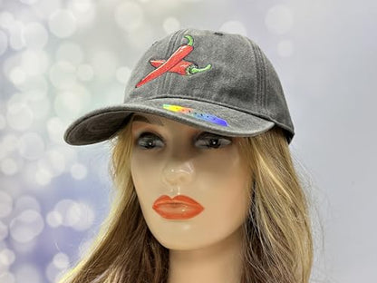 Adjustable Embroidery Hat for Men Women, Gift Baseball Cap for Adult - color: Red Chili Peppers (Washed Black)