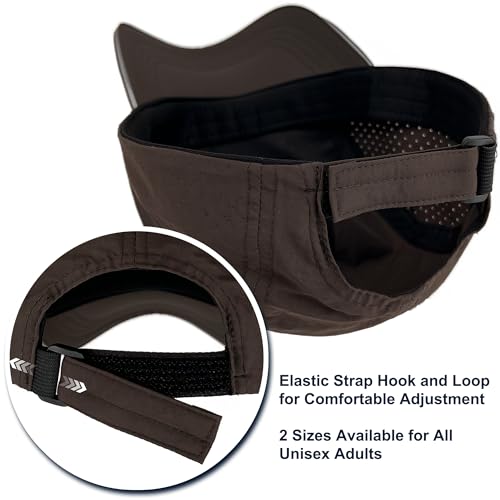 Lightweight Running Hat Breathable Mesh Cap Reflective Brim - color: Brown, size: X-Large-XX-Large