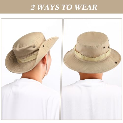 Eurzom 30 Pcs Bucket Hat Bulk Wide Brim Boonie Hats Safari Fishing Sun Hat with Chin Strap