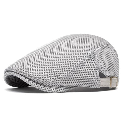 Mens Mesh Cap Flat Ivy Gatsby Newsboy Beret Driving Hat Adjustable Breathable Summer Hats - color: Light Grey