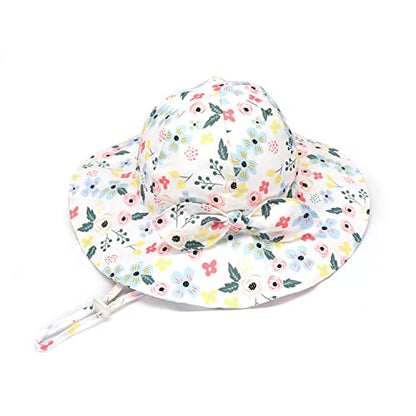 Toddler Kids Baby Girl Sun Hat Floppy Cotton Summer Hat 50+ SPF Protective - color: 202203/Flower/White, size: 12-24 Months