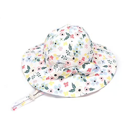 Toddler Kids Baby Girl Sun Hat Floppy Cotton Summer Hat 50+ SPF Protective - color: 202203/Flower/White, size: 2-3T
