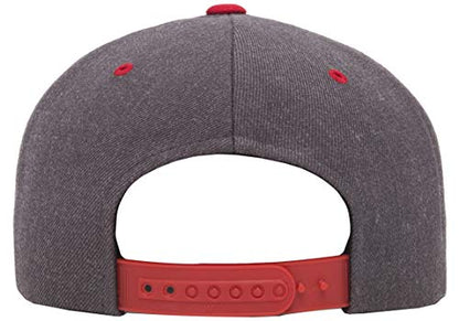 Flexfit Unisex Adult Yp Classics Premium Snapback Cap – 2-Tone - color: Dark Heather/Red