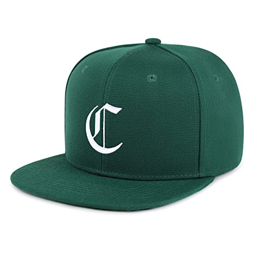 JPAK Old English Letter C Hip-Hop Snapback Hat Embroidered Baseball Cap English Alphabet - color: 06. Green