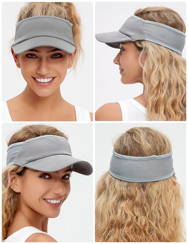 vidsel Sport Sun-Visor Hat Men Women, Summer UV Protection Stretchy Visor - color: Grey