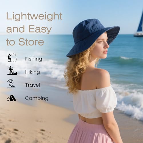 Bucket Hat UV Protection Sun Hat, Boonie Fishing Safari Hats for Outdoors - color: Blue