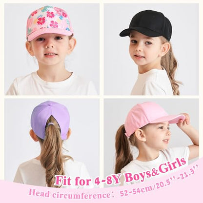 Zsedrut Girls Glitter Baseball Cap Kids Adjustable Ponytail Hat Toddler Summer Mesh Trucker Hats - color: Pure Black