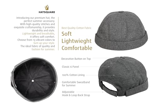 Cotton Docker Cap, Unisex Brimless Cap, Men Skull Cap, Brimless Beanie Hat, Men Women Cuffed Hat. - color: Gray