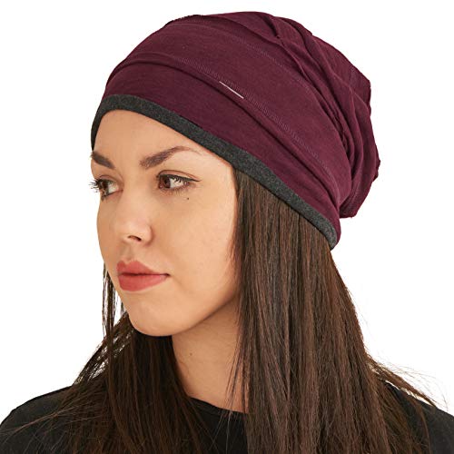 CHARM Mens Womens Slouch Large Big Beanie - color: Burgundy