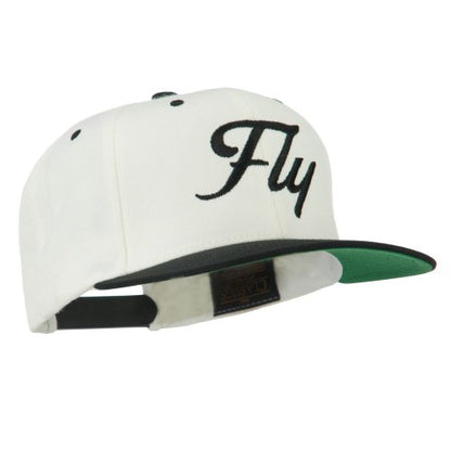 e4Hats.com Fly Embroidered Flat Bill Cap - color: Natural Black