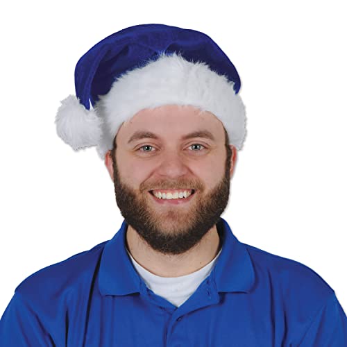 Beistle Plush Hats - Party Hats for Birthday & Holiday Theme Parties: Christmas - Santa - color: Blue