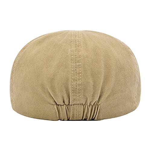VOBOOM Cotton Flat Cabbie Hat Gatsby Ivy Irish Hunting Newsboy Cap - color: Khaki